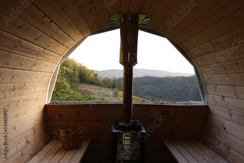 Obraz na płótnie Sauna vue montagne w salonie