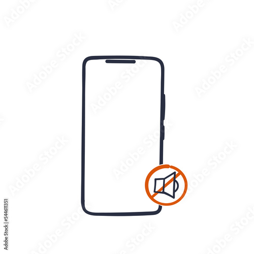 hand drawing doodle turn phone silent icon illustration