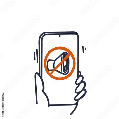 hand drawing doodle turn phone silent icon illustration