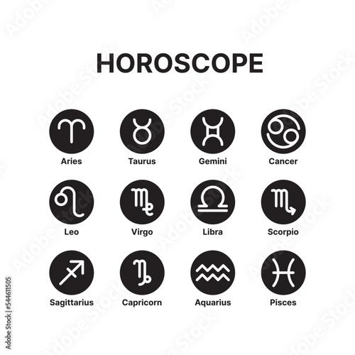 12 Zodiac Horoscope Icon Set