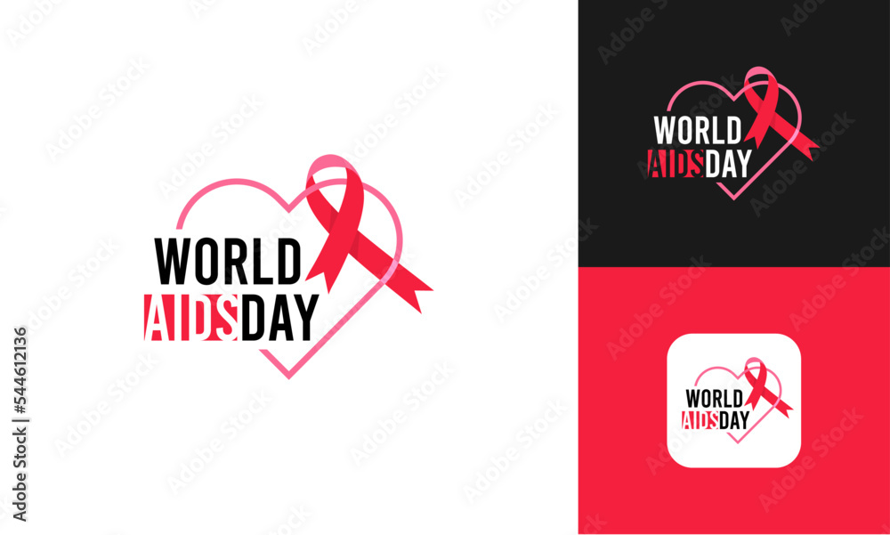 World Aids Day concept. Aids Awareness. Red Ribbon. Logo Design Vector illustration Template