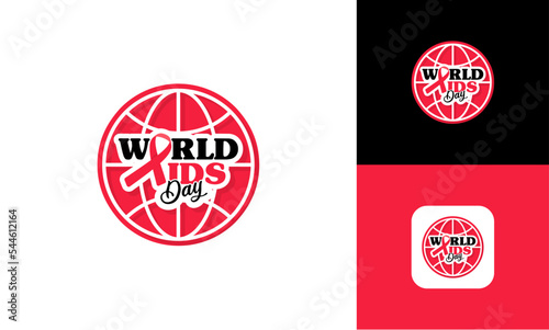 World Aids Day concept. Aids Awareness. Red Ribbon. Logo Design Vector illustration Template