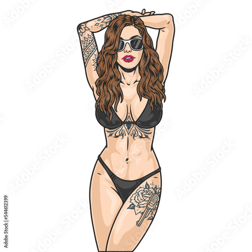 Hot girl portrait sketch colorful