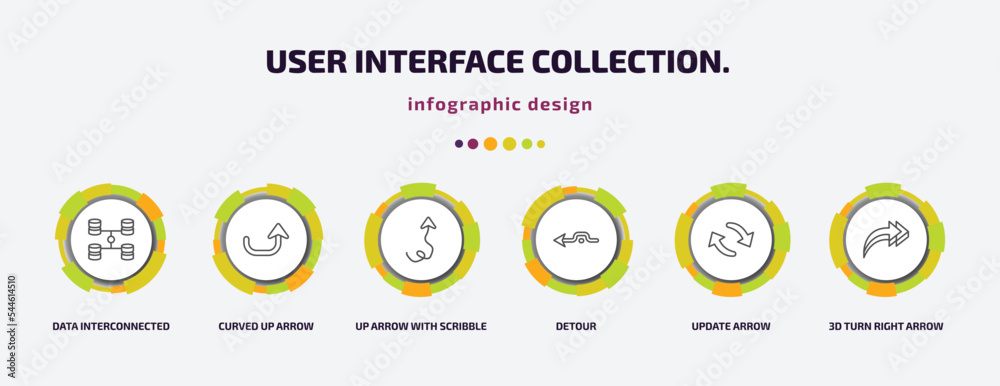 user interface collection. infographic template with icons and 6 step ...