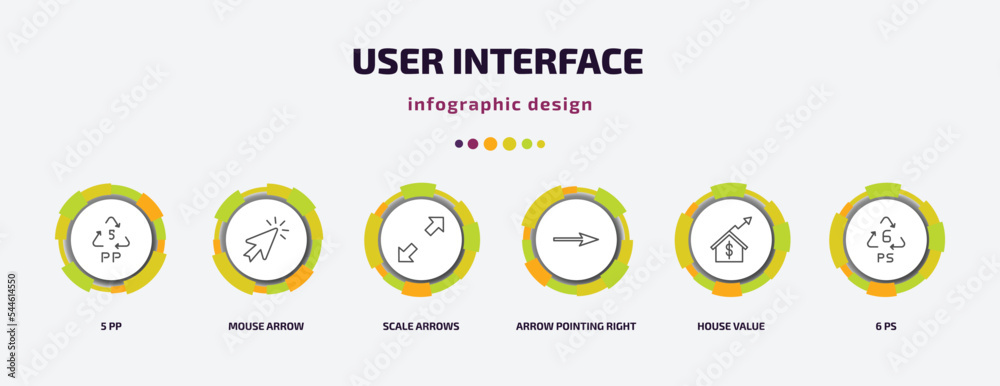 user interface infographic template with icons and 6 step or option ...