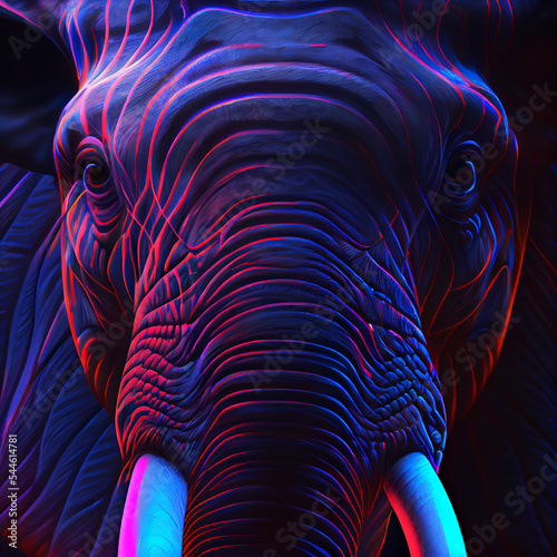 Psychedelic UV Neon Elephant