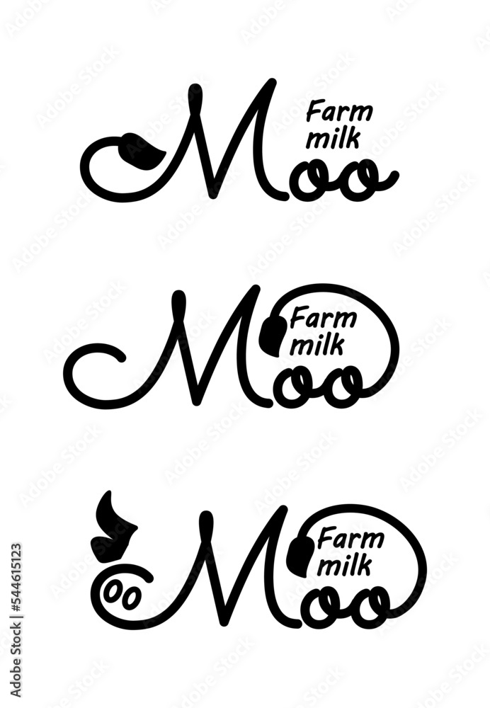 Logos for milk farm. Labels for dairy production. Milk logo set with ...