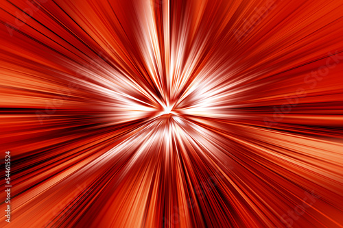 Abstract radial zoom blur surface in red, white and brown tones. Bright glowing background with radial, radiating, converging lines. 
