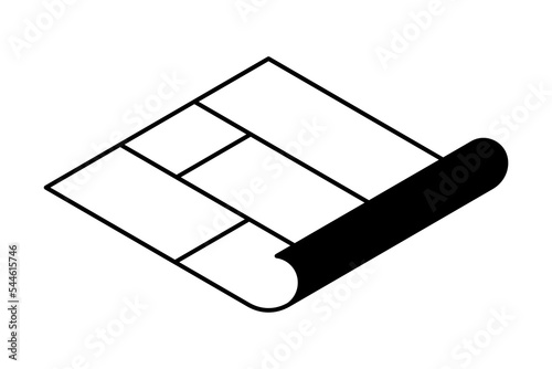Line icon of quartz vinyl pvc tile. Floor covering