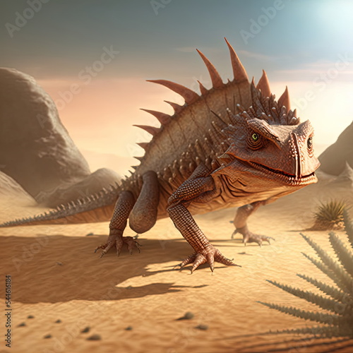 Amazing beautiful majestic iguana  lizard  reptile fantasy creature closeup portrait in vivid colors 3d illustration