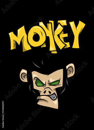 illustration of mad monkey for shirt design