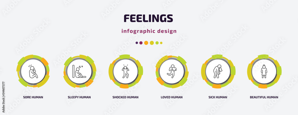 feelings infographic template with icons and 6 step or option. feelings icons such as sore human, sleepy human, shocked human, loved sick beautiful vector. can be used for banner, info graph, web, feelings infographic template with icons and 6 step or option. feelings icons such as sore human, sleepy human, shocked human, loved sick beautiful vector. can be used for banner, info graph, web,