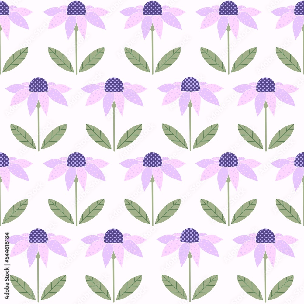 Flowers seamless pattern, geometric flowers for wallpaper, geometric for background, cute pattern.