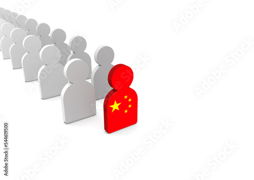3D illustration of a silhouette of a person representing the leadership of the country China. China in the world leadership.