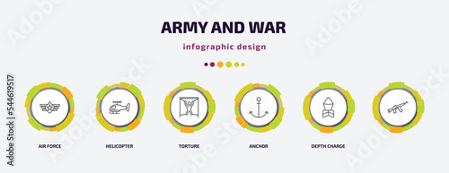 Canvastavla army and war infographic template with icons and 6 step or option