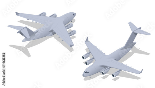 Isometric C-17 Globemaster III is a large military transport aircraft. Military Aviation. Strategic and tactical airlifter
