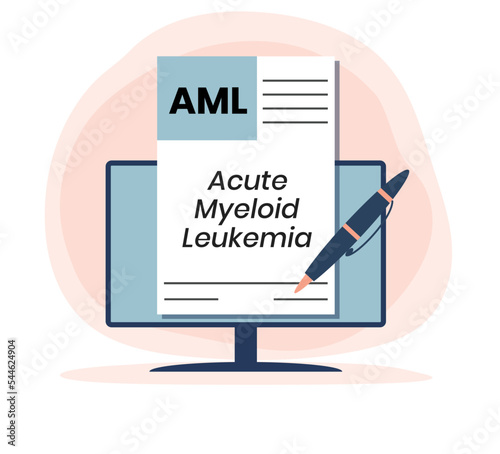 AML - Acute Myeloid Leukemia acronym. medical concept background. vector illustration concept. lettering illustration with icons for web banner, flyer, landing