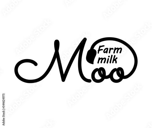 Logo for milk farm. Label for dairy production. Milk logo with cow tail. Vector logo for dairy products