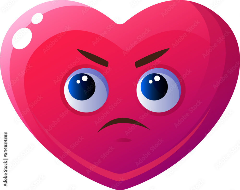 Angry funny cartoon heart flat icon 3d pink emoji Angry funny cartoon heart flat icon 3d pink emoji
