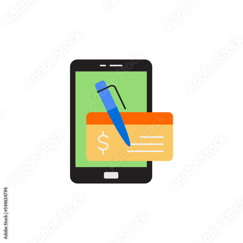 Mobile cheque icon in color, isolated on white background 