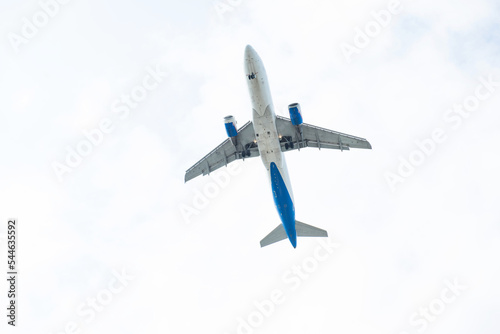 Travel by air transport. Airplane taking off. Airplane in the sky.