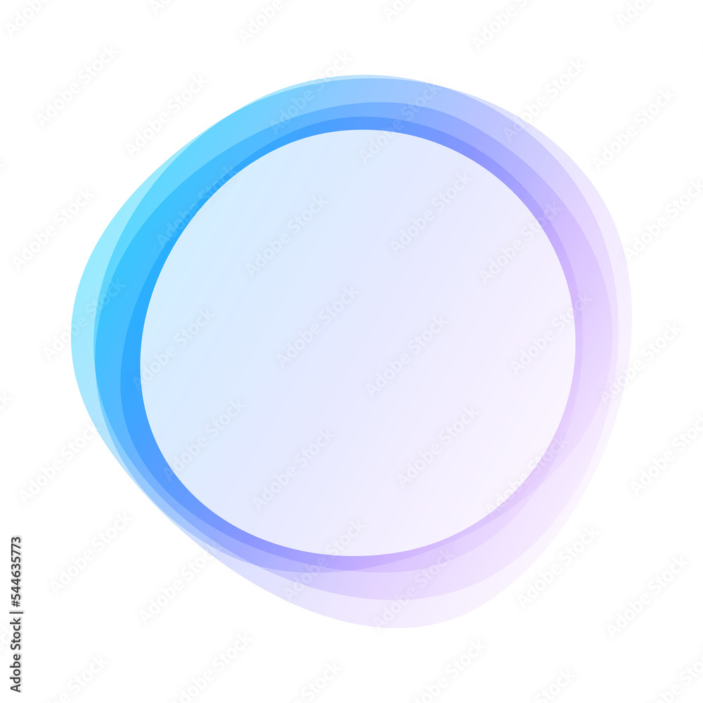 Round circles frame overlay colorful gradient blue purple with white empty space for text for banner, background, template