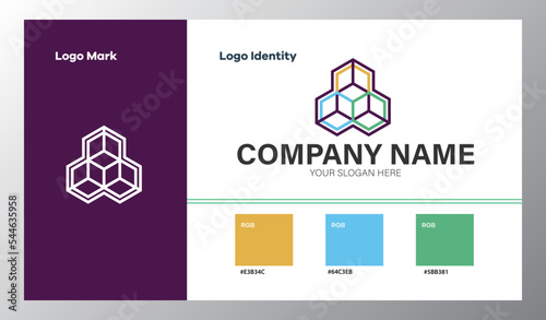 abstract geometric company logo with color guide
