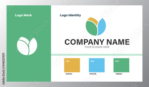 abstract geometric company logo with color guide