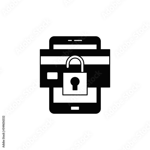 Free Download Locked mobile payment card icon in black flat glyph, filled style isolated on white background - GFXLoad