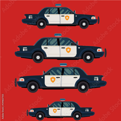 set of  Police cars  cartoon