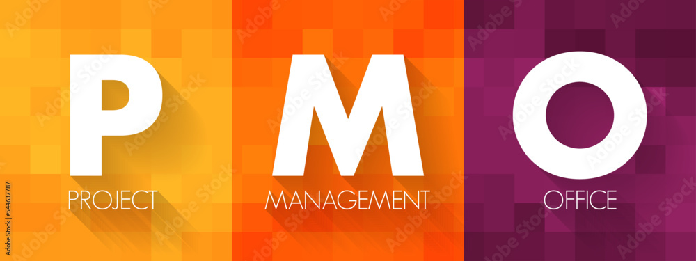 PMO Project Management Office - department that defines, maintains and ensures project management standards across an organization, acronym text concept background - obrazy, fototapety, plakaty 