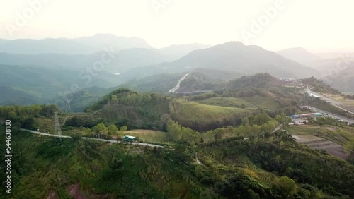 Aerial view of Khao Kho district, beautiful mountain on morning;  Phetchabun Province, northern Thailand. photo