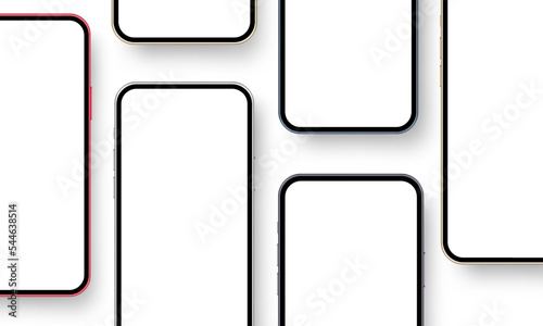 Mobile Phones Mockups With Blank Screens. Template for Showing Mobile Apps Screenshots, Isolated on White Background. Vector Illustration
