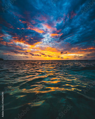 Beautiful Sunset over Crystal Clear Ocean