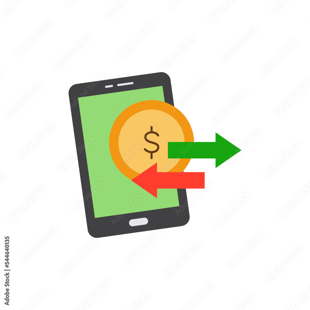 Mobile money transfer icon in color, isolated on white background Mobile money transfer icon in color, isolated on white background