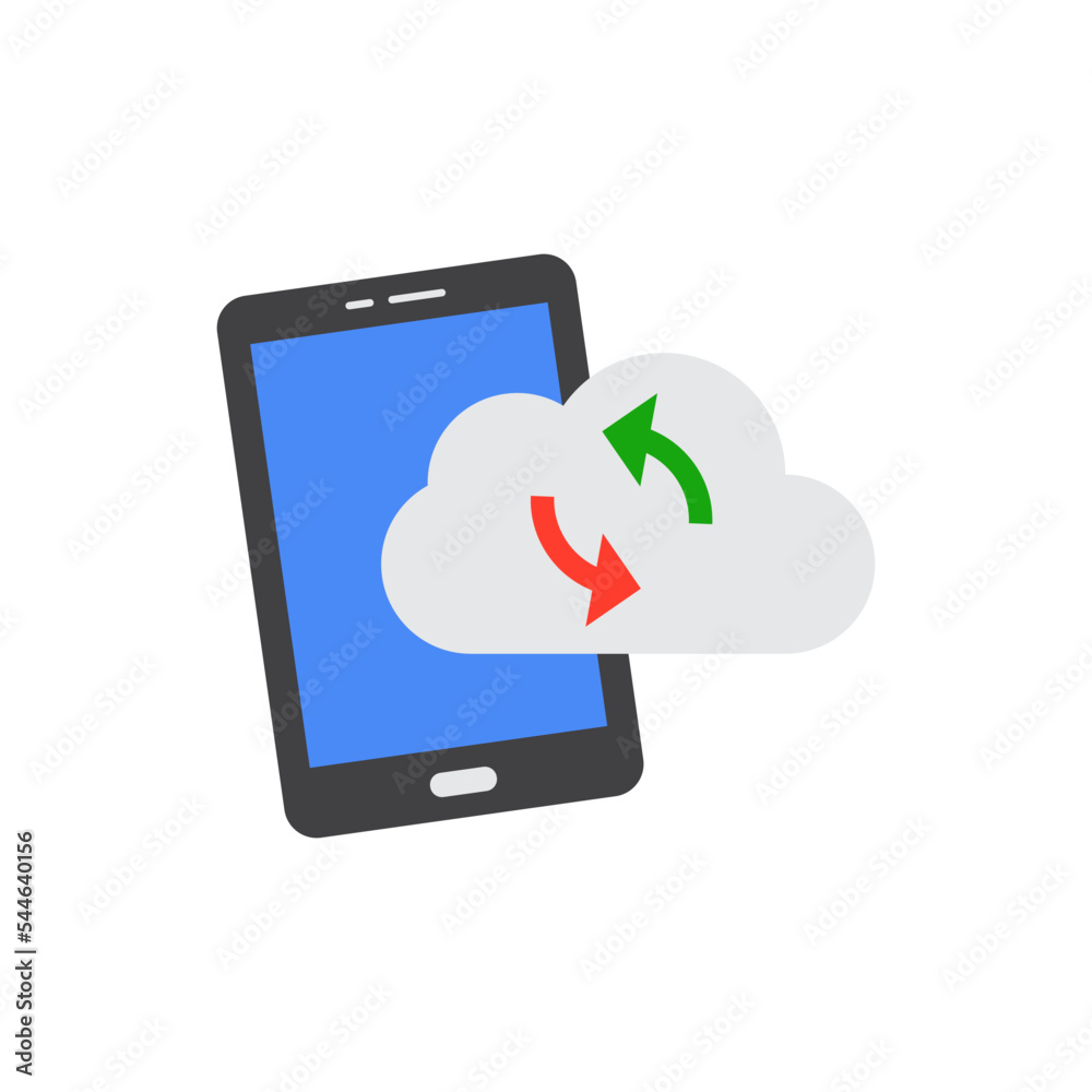 Mobile cloud data icon in color, isolated on white background Mobile cloud data icon in color, isolated on white background