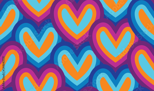 Abstract Hand Drawn Hearts Diagonal Pattern Cute Stylish Trendy Fashion Colors Perfect for Allover Fabric Print or Wrapping Paper