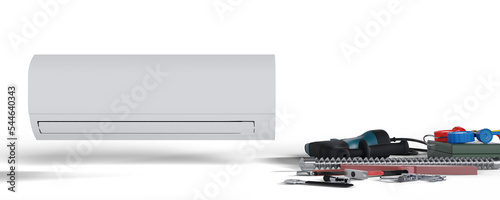 air conditioner indoor unit with tool banner transparent background 3d