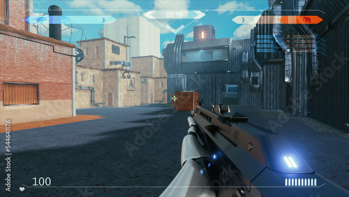 Billede på lærred Mock-up of the Sci-Fi First Person Shooter