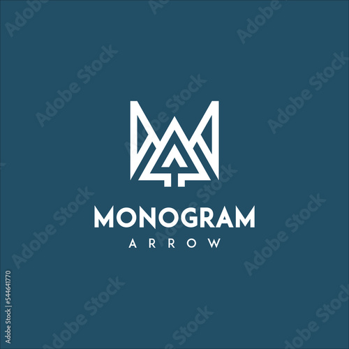 Initials MA or AM and arrows monogram logo vector