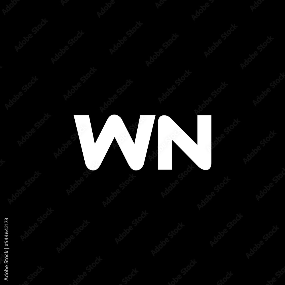 WN letter logo design with black background in illustrator, vector logo modern alphabet font overlap style. calligraphy designs for logo, Poster, Invitation, etc.