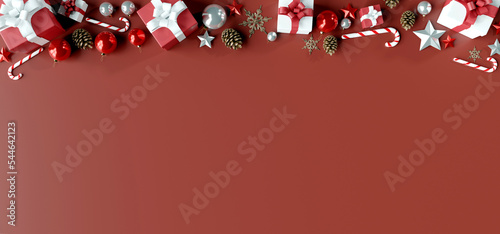 Christmas background with christmas decoration - 3d rendering
