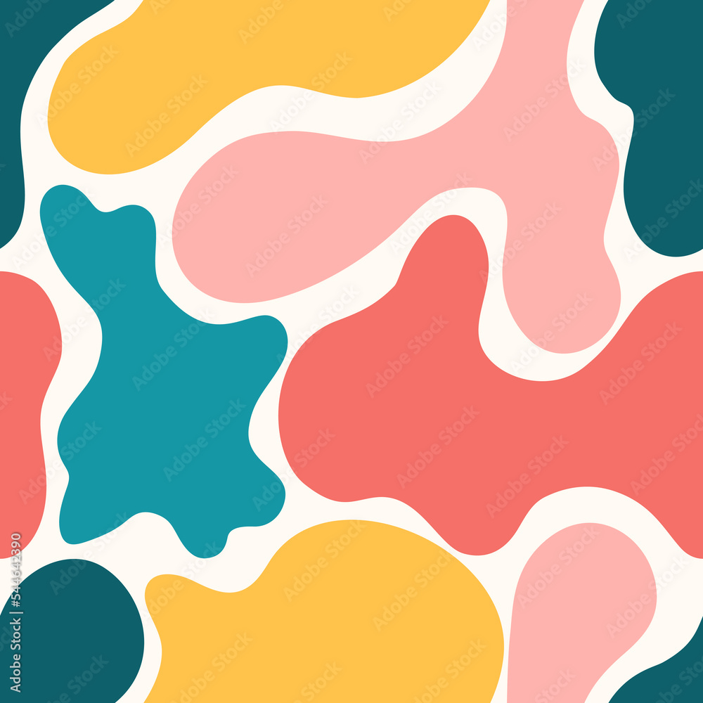 Abstract Shapes, Trendy Boho Colorful Seamless Pattern