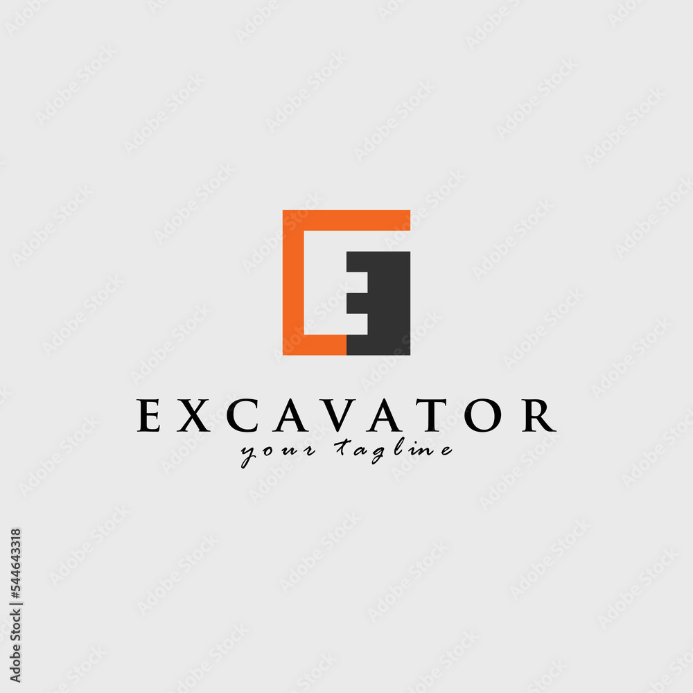 excavator logo vector design for use brand label identity