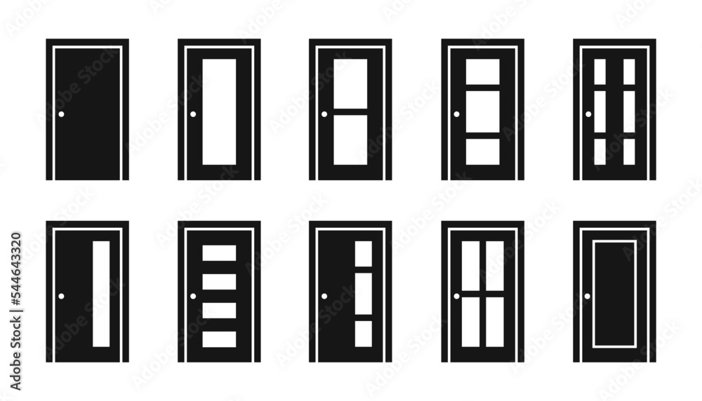 Door vector collection. Entrance and interior door design, doorway Door vector collection. Entrance and interior door design, doorway