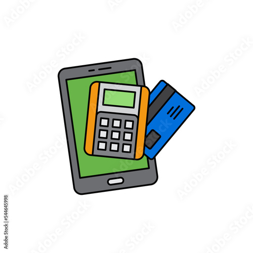 Phone and EDC for payment icon in color, isolated on white background 