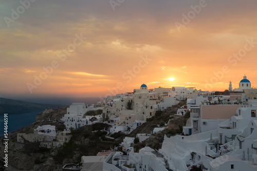 Coucher de soleil sur l'île de Santorin