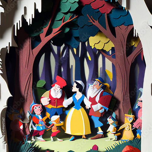 Fairy Tale Paper Cut Scene of Snow White photo