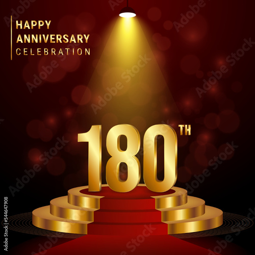 180th Anniversary. Perfect template design with golden podium for celebration events, weddings, greeting cards and invitation cards. Vector illustration photo