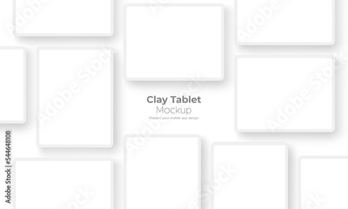 Clay Tablet Computers Mockups for Showing Mobile App Design. Vector Illustration